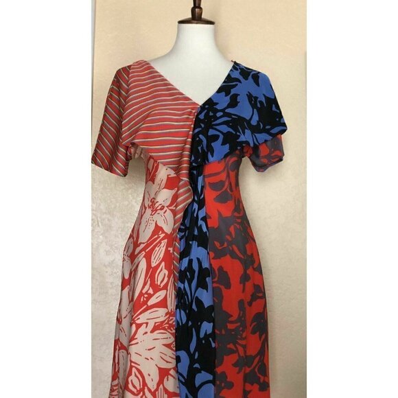 Diane Von Furstenberg Ruffle Silk V-Neck Dress 2 - Picture 4 of 12